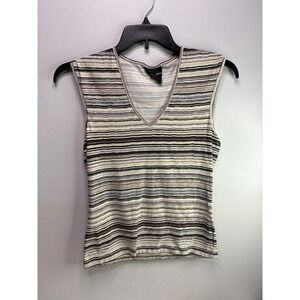 The Limited Stretch Brown & Cream Striped Knit Top size large